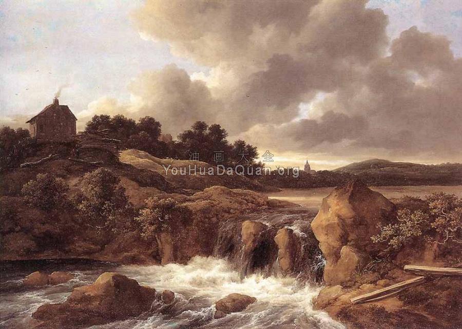 Landscape With Waterfall - 雅各布·凡·雷斯达尔